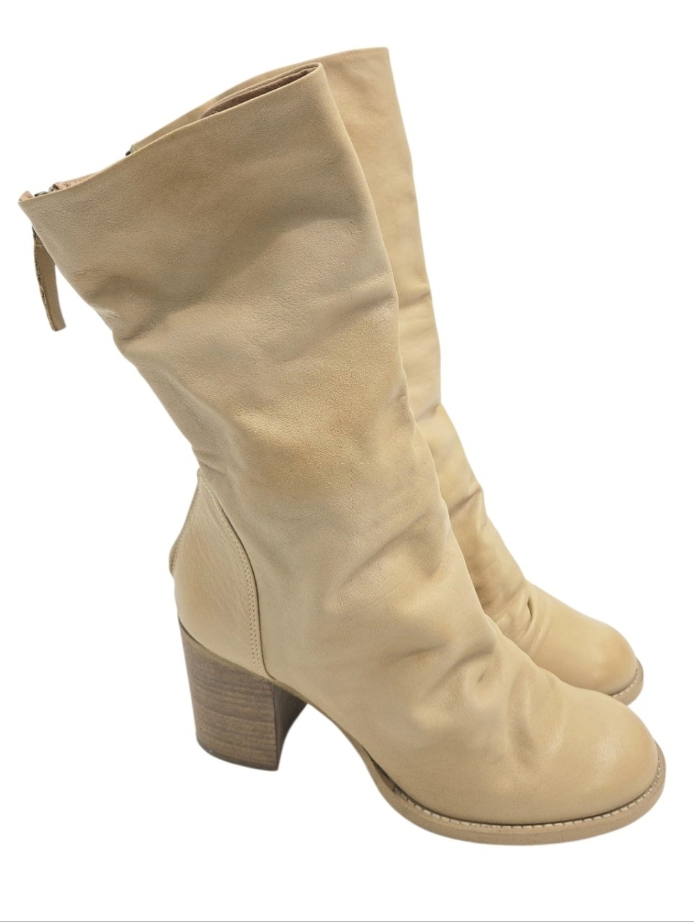 Free People Elle‎ Boots Slouchy Natural Cream Leather - Picture 2 of 15
